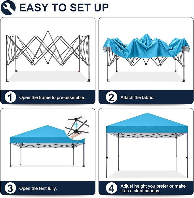 COOSHADE Durable Easy Pop Up Canopy Tent 10x10Ft, Sky Blue