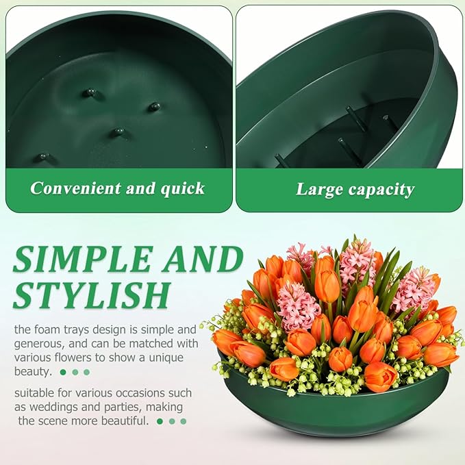 POPETPOP 10 Pack Round Floral Foam Trays 5.70 Inch Plastic Flower Arrangement Supplies for Weddings Parties Centerpiece Decoration