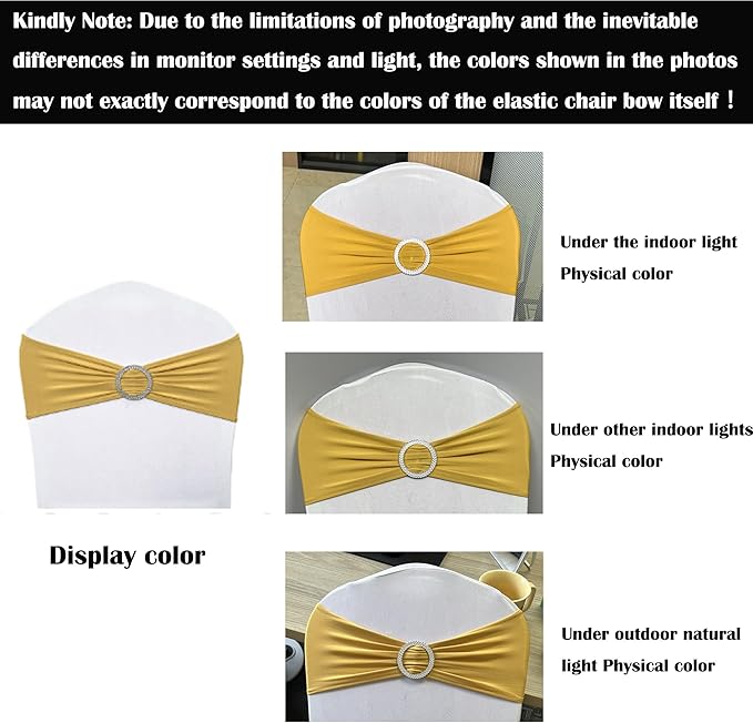 Spandex Chair Sashes Bands 100PCS Stretch Chair Ties Bows with Buckle Slider for Wedding Party Banquet Decoration (Marigold)