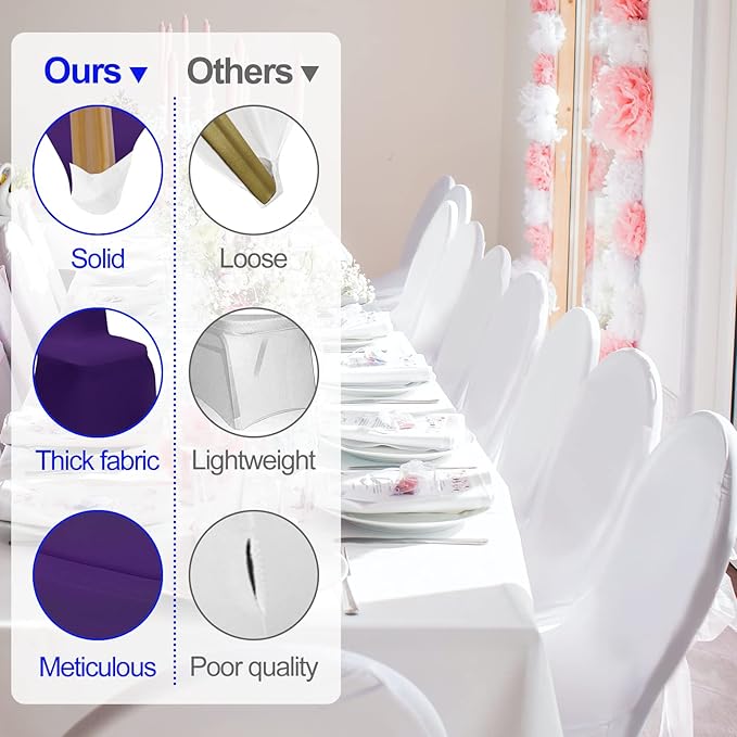 EMART Purple Chair Covers 20 Pcs Spandex Stretch Universal Standard Seat Slipcovers Fitted for Wedding Bulk, Party, Banquet and Holidays Celebration