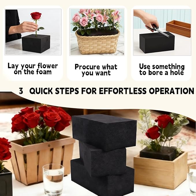 Reusable Floral Foam Blocks for Artificial Flower Arrangements, Weather Resistant, 12 Pieces, 9x3x3 Inch, for Outdoor Wedding Home Decor (12, 9 x 3 x 3'')