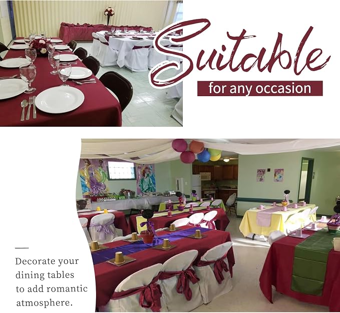 Showgeous 4 Pack Burgundy Rectangle Tablecloth 60 x 126 Inch, Wrinkle Resistant Washable Polyester Table Cloth Cover for Wedding Dining Table Buffet Parties