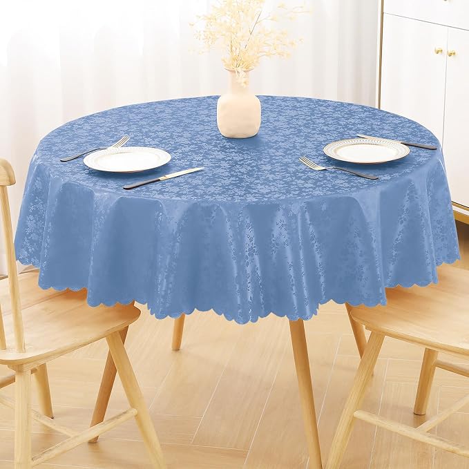 Smiry Round Table Cloth, Waterproof Heavy Duty Vinyl Tablecloths, Wipeable Washable Table Cover for Kitchen and Dining Room (Haze Blue, 70" Round)