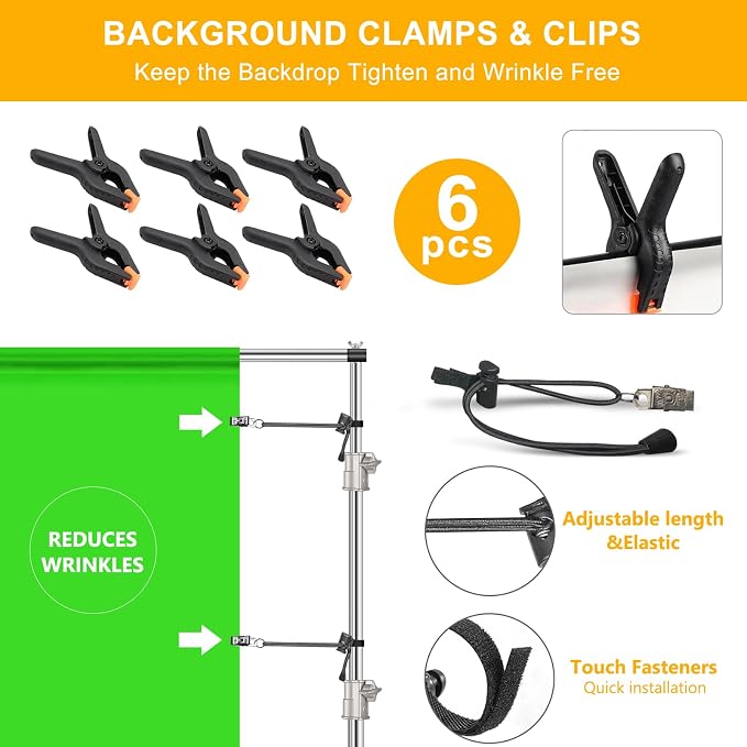 Photo Backdrop Stand 8.5 x10Ft Stainless Steel Heavy Duty Back Drop Adjustable Stand with Clamps Clips Carry Bag, Background Support System Kit, Backdrop Frame for Photography, Party, Wedding