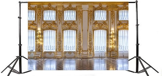 AOFOTO 10x6.5ft Luxurious Palace Backdrop for Photography Retro European Aristocratic Castle Noble Royal Interior Golden Hall Photography Background Kid Adult Travel Portrait Photo Booth Studio Props