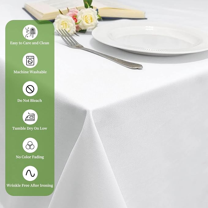 12 Pack White Tablecloths for Rectangle Tables Stain and Wrinkle Resistant Washable Polyester Tablecloth 60 x 126 Inch Table Cloth Rectangle Table 8 Foot Rectangle Table Cloth for Wedding Party