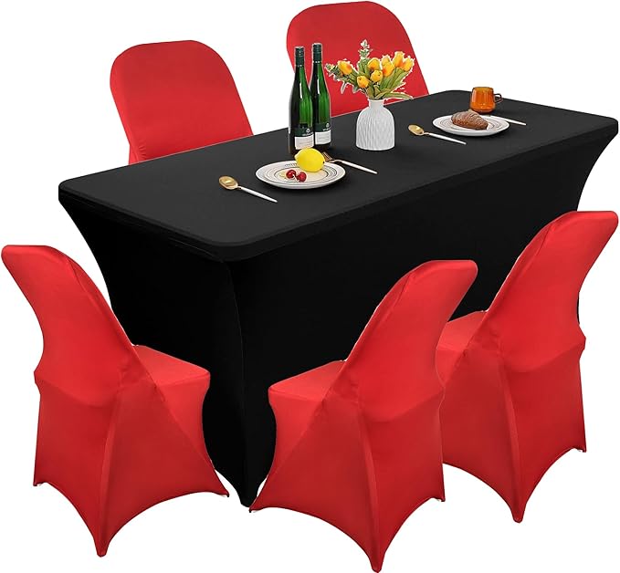 10PCS Stretch Spandex Folding Waterproof Chair Covers,Universal Fitted Chair Cover Protector for Wedding Party Banquet Holidays Celebration Decoration(Red)