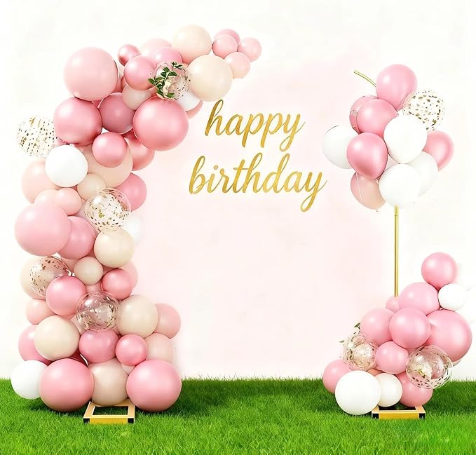 Balloon Arch Stand Set of 2, Gold Wedding Arches Backdrop Stands, Half Arch Balloon Stand with Base for Birthday, Wedding, Baby Shower Decorations (7.9FT&6.7FT)