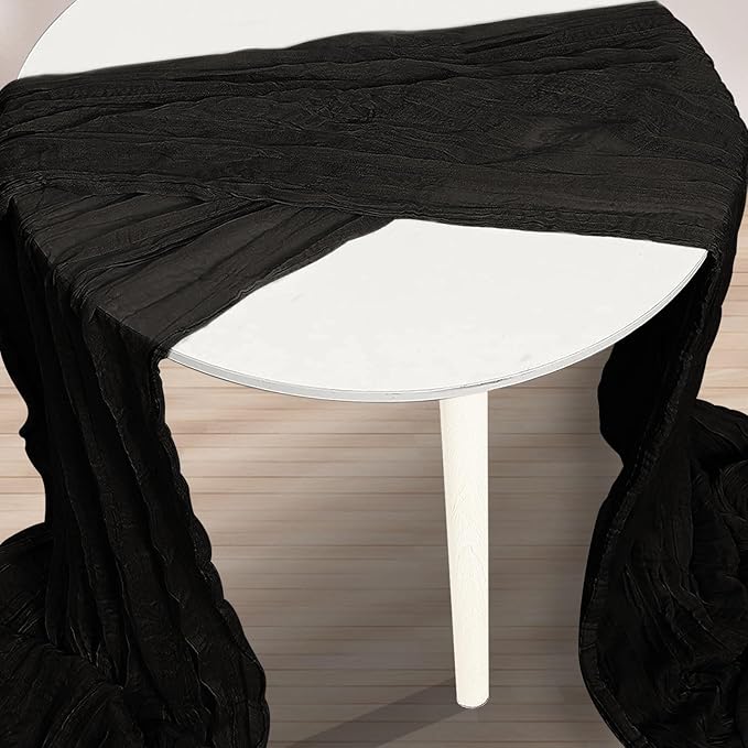 6 Pack Black Cheesecloth Table Runner 35x120 Inch 10Ft Rustic Gauze Cheese Cloth Halloween Table Runner Sheer Cheesecloth Table Runners for Wedding Party Bridal Shower Decoration