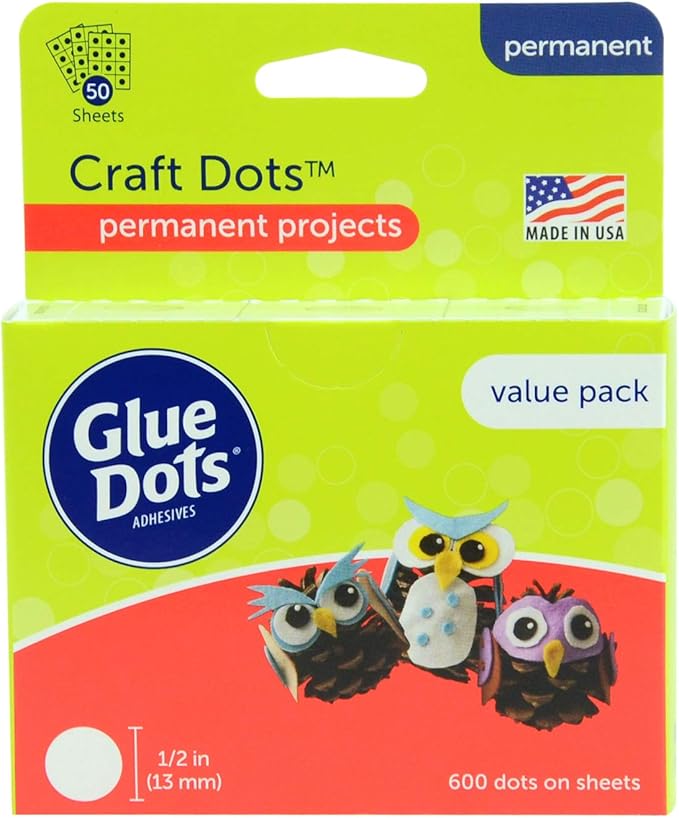 Glue Dots Dot N' Go Glue Dot Dispenser Project Pack with 200 Permanent, Poster, and Removable Double-Sided Adhesive Craft Dots Each, 3/8-Inch & 8961 1/2" School 600pc Craft Value Pack, 1/2 Inch, Clear
