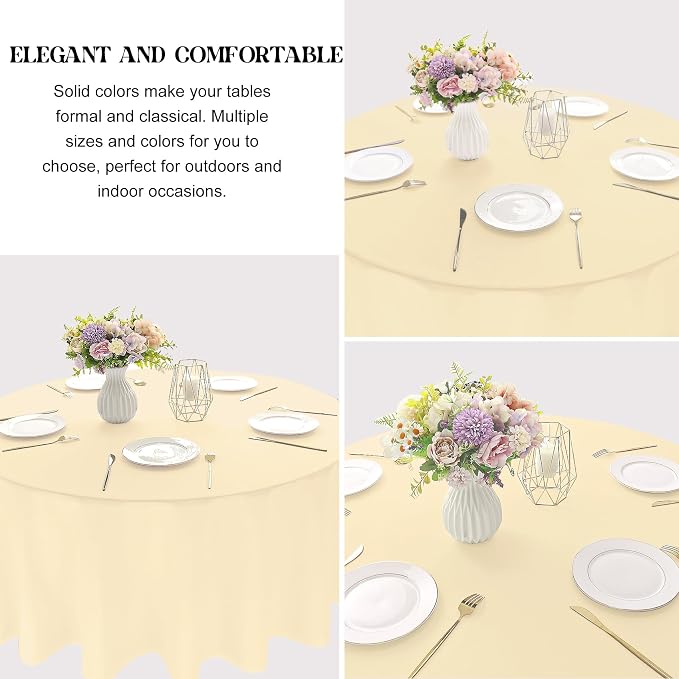 4 Pack 90 Inch Round Tablecloth Polyester Washable Table Covers for Wedding Dining Table Buffet Parties Banquet Decor（Champagne）