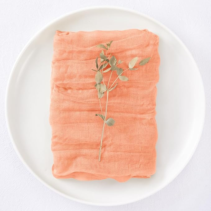 DeZerlor 20 Pack Peach Cheesecloth Napkins Spring Cloth Napkins Set of 20 Dinner Napkins Bulk 21x21 Inches for Wedding Bridal Shower Baby Shower Parties