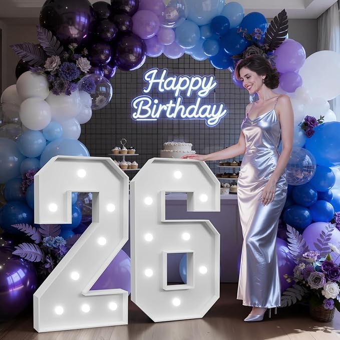 3FT Marquee Numbers 26 for Graduation, Graduation Decorations 2026, Large Light Up Numbers Sign for 26th Birthday Party Decorations, Anniversary Celebration Backdrop Decor for Women and Men
