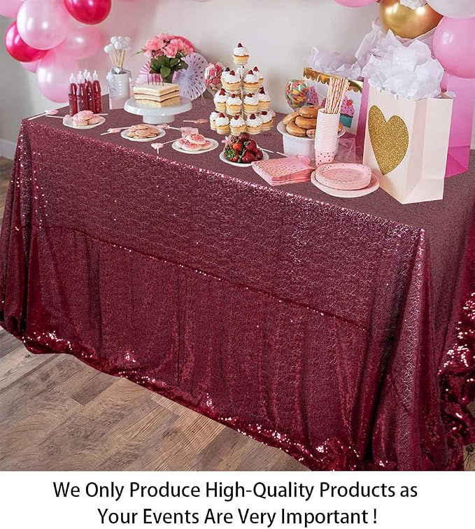 ShiDianYi Sequin Tablecloth Burgundy 50x72-Inch Sequin Table Linens Wine Rectangle Tablecloth for Wedding Decor -190222E