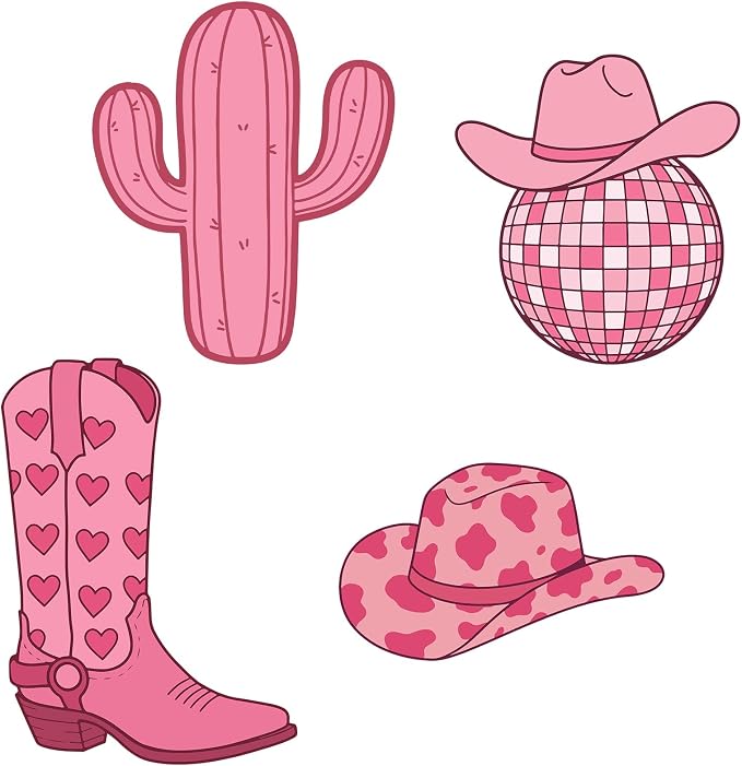 Honoson 4 Pcs Large 28" x 28" My First Rodeo Decorations Girl Cardboard Cutouts, Western Cowgirl 1st Birthday Party Supplies Yard Sign Backdrop for Last Rodeo Bachelorette Baby Shower Photo Booth Prop