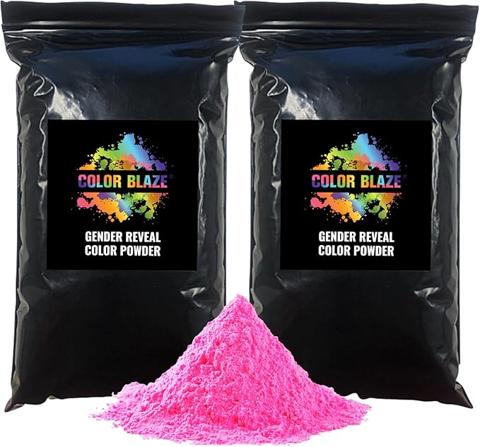 Color Blaze Black-Out Baby Gender Reveal Powder - 2lbs Pink Colored Powder for Girl, Perfect for Car, Motorcycle Burnout, Toss, Photoshoot, Reveal Party & Festival - Pack of 2 Bags with 1 lb - Pink