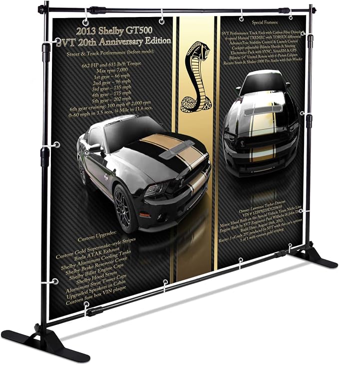 AkTop 10 x 8 ft Heavy Duty Backdrop Banner Stand Kit, Adjustable Photography Step and Repeat Stand for Parties, Portable Trade Show Photo Booth Background with Carrying Bag