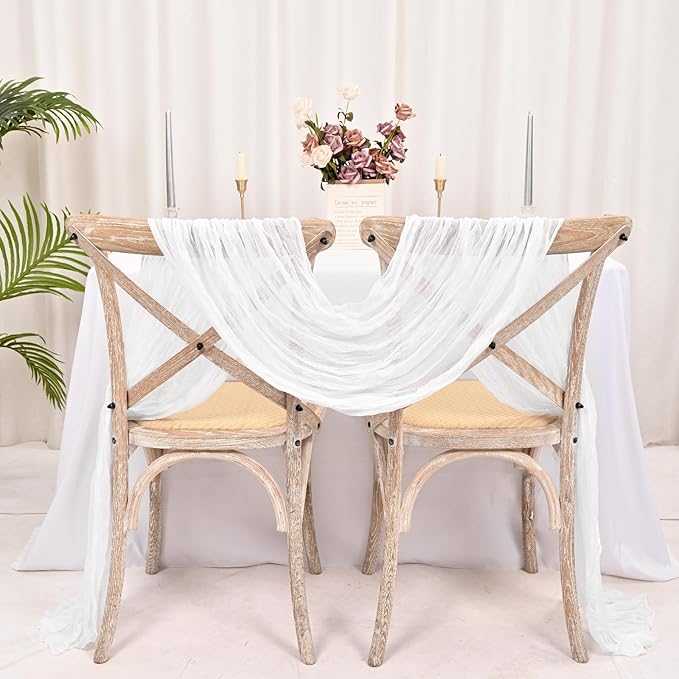 25 Pack White Cheesecloth Table Runner 17 x 108 Inch Fall Thanksgiving Boho Rustic Farmhouse Gauze Cheese Cloth Runner for Wedding Party Baby Shower Home Decor Holiday Decorations