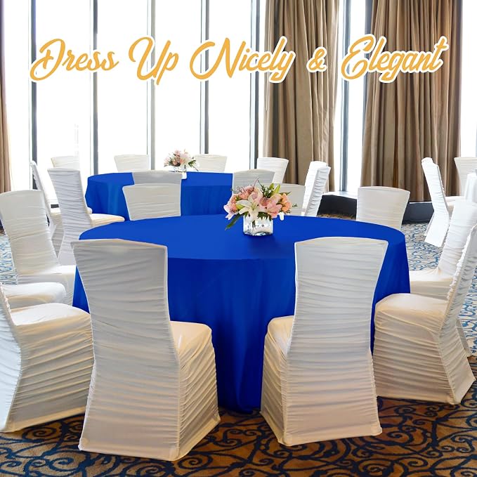 BRILLMAX 6 Pack Royal Blue Round Tablecloths 90 Inch for 60” Tables - 150 GSM Polyester Fabric, 15" Standard Drop, Water, Stain & Wrinkle Resistant Cloth Cover for Wedding Reception Banquet Dining