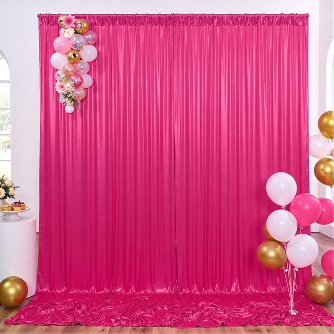 20×10FT Hot Pink Shimmer Backdrop Curtain Glitter Sequin Photo Backdrop Drapes for Wedding Party Background Birthday Graduation Back Drop Bridal Baby Shower Christmas Halloween Stage Decor