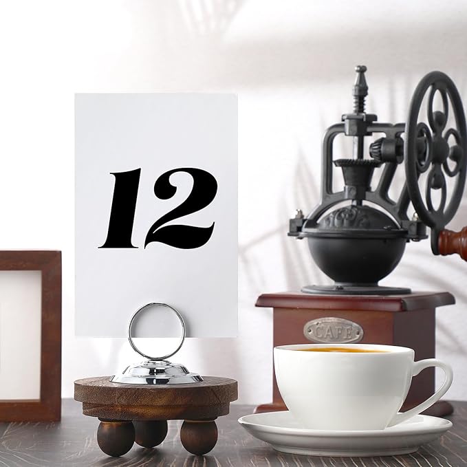 MotiMind 24 Pcs Table Number Holders-Metal Place Card Holders Table Number Stands Tabletop Sign Stands for Photos, Menu, Memo, Notes, Wedding, Restaurant, Banquet, Birthday(Silver)