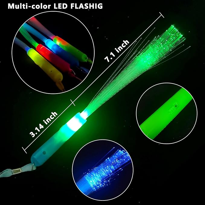 Glow Fiber Optic Wands,Glow Sticks Bulk Party Pack,Glow in the dark Party Supplies Favor Kids Flashing Light Up Toys Stick for Concert Hawaii Birthday Holiday Graduation Wedding Party World Cup 2026