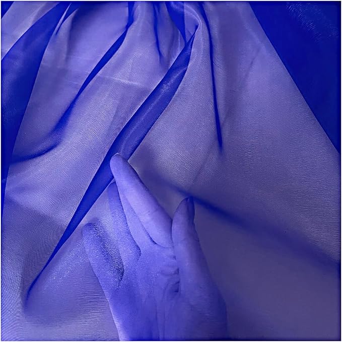 MDS Pack of 25 Yard Sheer Organza Fabric for Wedding Party Home Event Banquet Decorations, Backdrop Curtain Craft Dress Sewing Fashion DIY Crystal Organza Tulle Fabric Bolt 44” Wide - Royal Blue