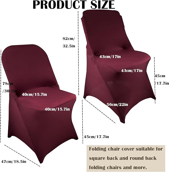 10PCS Stretch Spandex Folding Waterproof Chair Covers,Universal Fitted Chair Cover Protector for Wedding Party Banquet Holidays Celebration Decoration(Burgundy)