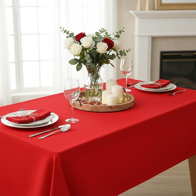 Fixwal 3 Pack Red 60 x 102 Inch Rectangle Tablecloths, Reusable Heavy Duty Washable Polyester Table Covers for 6 Ft Tables, Party, Birthday, Christmas, Anniversary, Outdoor, Camping