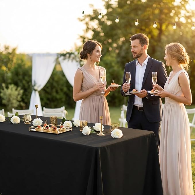 12 Packs Black Tablecloths 60x126 Inch Fabric Rectangular Tablecloths for 8ft Rectangle Tables, Wrinkle Resistant Polyester Washable Table Cloth for Wedding Party Banquet