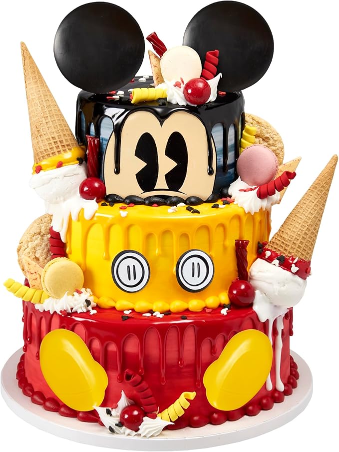 DecoSet® Disney Mickey Mouse Cake Topper, 7-Piece Topper Set with Ears, Eyes, Buttons and Shoes, Made of Food-Safe Plastic