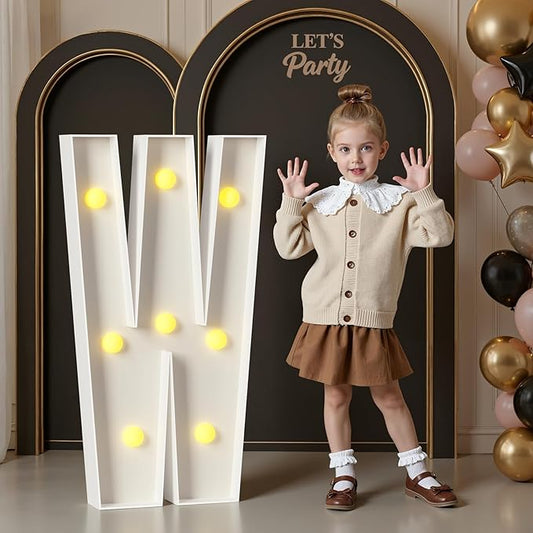 Marquee Letters 3 Feet Tall, 3FT Large Light up Letters W, Big Sign W with Warm White Light for Birthday Wedding Proposal Engagement Graduation Party Backdrop Decorations