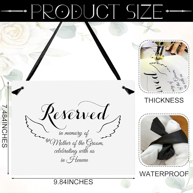 Reserved Seating & Memorial Wedding Signs – In Memory Of Ceremony-Reception Signage, Ring Security, Here Comes the Bride & Seating Chart Decor