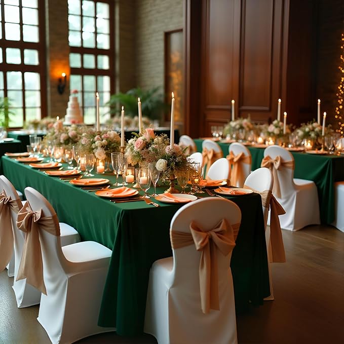 8 Pack Hunter Green Table Cloth 60 x 102 Inch Rectangular Dark Green Tablecloth for 6 Foot Rectangle Tables, Wrinkle Resistant Washable Rectangle Fabric Table Covers for Wedding Party Banquet Buffet