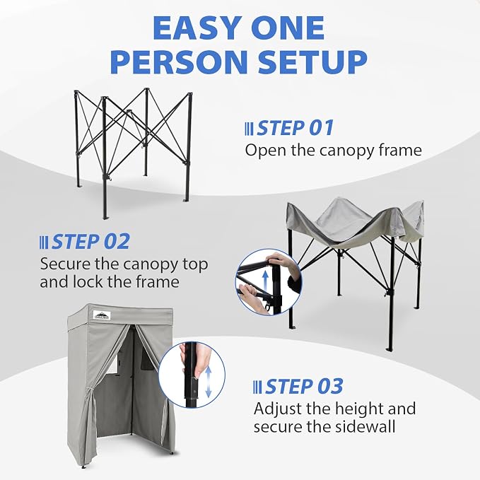 EAGLE PEAK 4x4 Pop Up Changing Tent, Flat Top Changing Room, Gray | Portable, Privacy Tent, Pool Cabana, Dressing Room, Shower & Toilet Use, Opaque Fabric, Instant Setup, Photoshoots, Camping