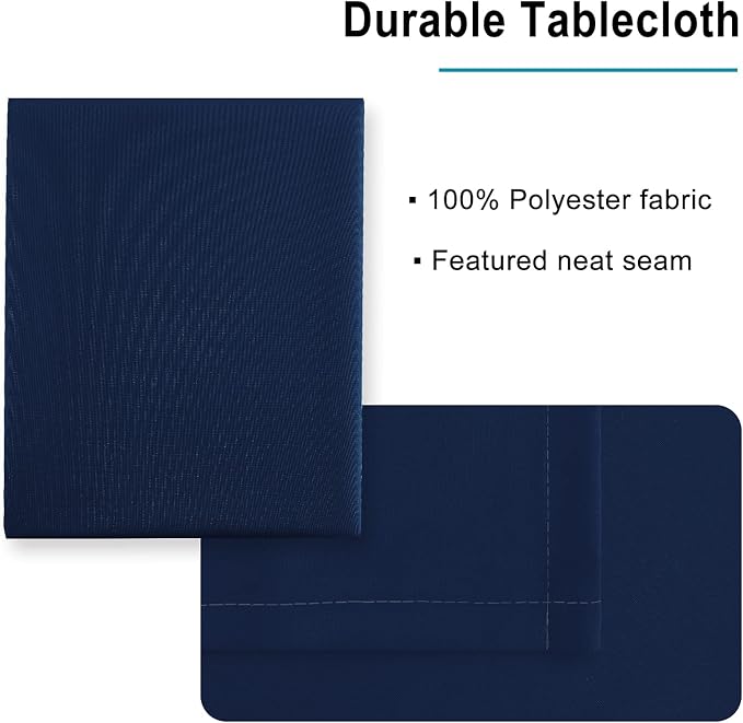 Hiasan Navy Blue Tablecloth for Rectangle Tables - Waterproof and Spillproof Washable Fabric Table Cloth for Dining Room Kitchen Party, 60 x 120 Inch