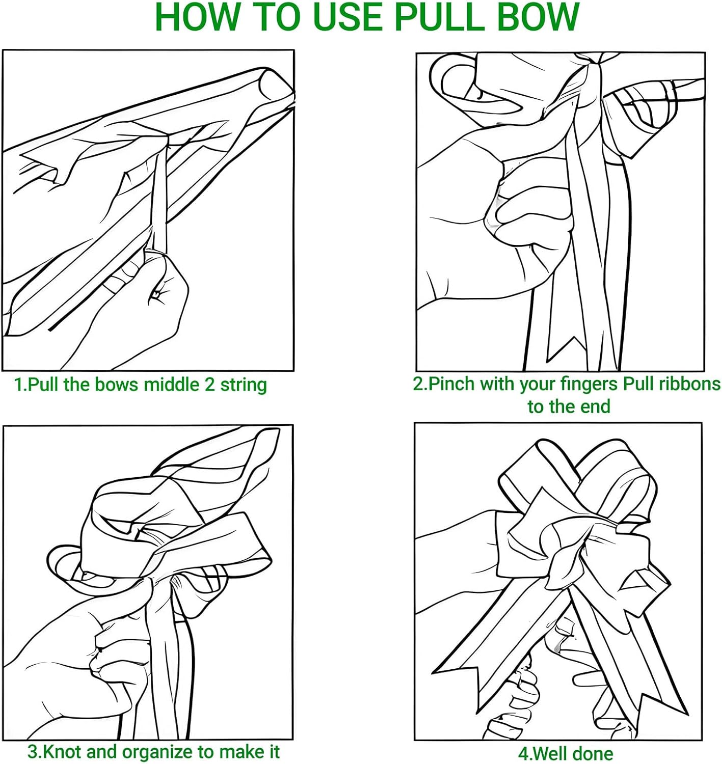 Small Pull Bows, 10 PCS 4 Inch Green Gift Bows for Wrapping,Basket, Wedding,Birthday Party,Flower Bouquet Decoration