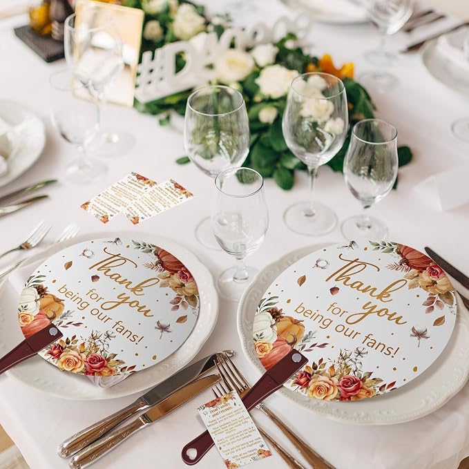 Cinrobiye 100 Sets Wedding Hand Fans Bulk for Guests, Handheld Fans with Thank You Cards, Outdoor Bridal Shower Favors