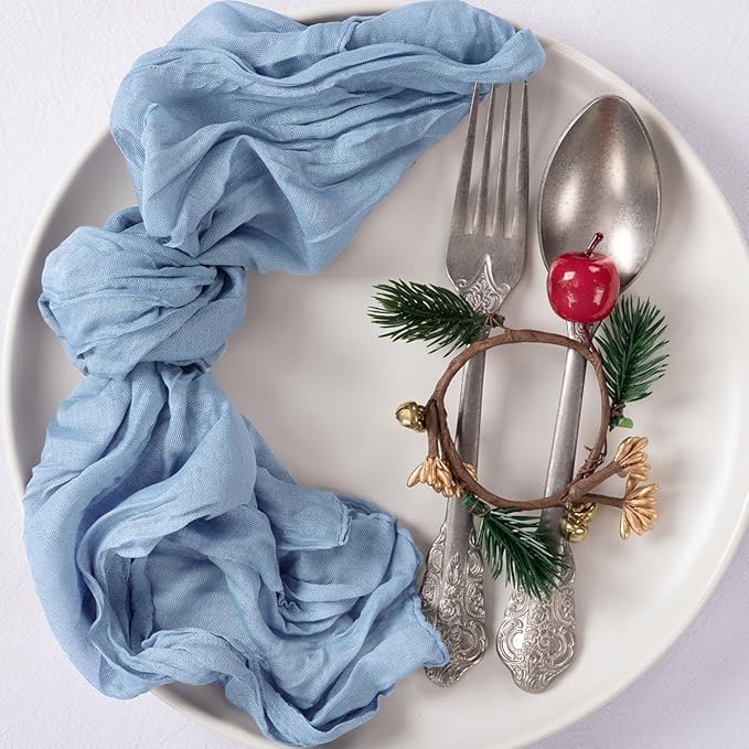 MLMC 40 Pack Cheesecloth Napkins Bulk Dusty Blue Dinner Cloth Napkins 21"x21" Boho Reusable Napkins in Bulk for Bridal Shower Baby Shower Events Table Decor