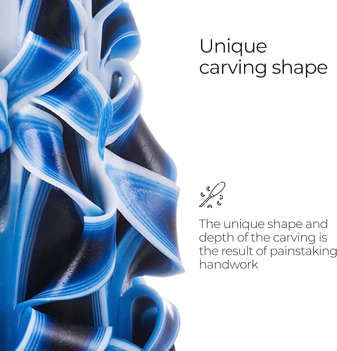 Carved Candles - Handmade Decorative Large Candle – Tall Long Burning Cute Spiral Candle for Women – for Home Decor, Cozy Cottage Core Gift - Christmas Gift for Mom - Sea Wave