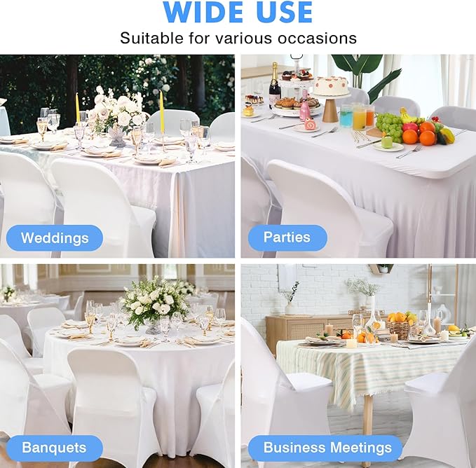 Fixwal 36 Pcs White Folding Chair Cover, Spandex Stretch Covers Ideal for Wedding, Party, Dining, Business Meeting, Banquet, Universal Fitted Washable Slipcover.