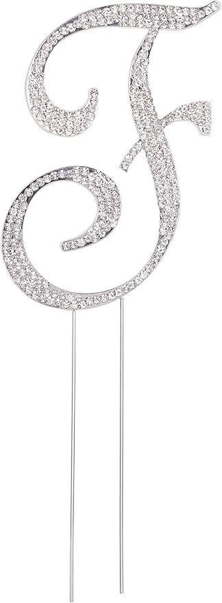 LOVENJOY Gift-Boxed 3.5" Rhinestone Initial Letter F Cake Topper