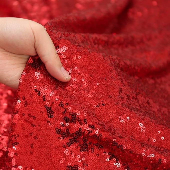 PartyDelight Sequin Tablecloth Red Rectangle 50"x80" Shimmer Table Cloths Sparkle Glitter Decorations