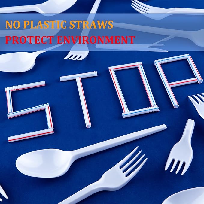 [100 Pcs] Biodegradable Compostable Disposable Colorful Straws - PLA Plant Based Drinking Straws for Juice Coffee Cocktail Cold Drinks (8.25" LongX0.23" Wide)