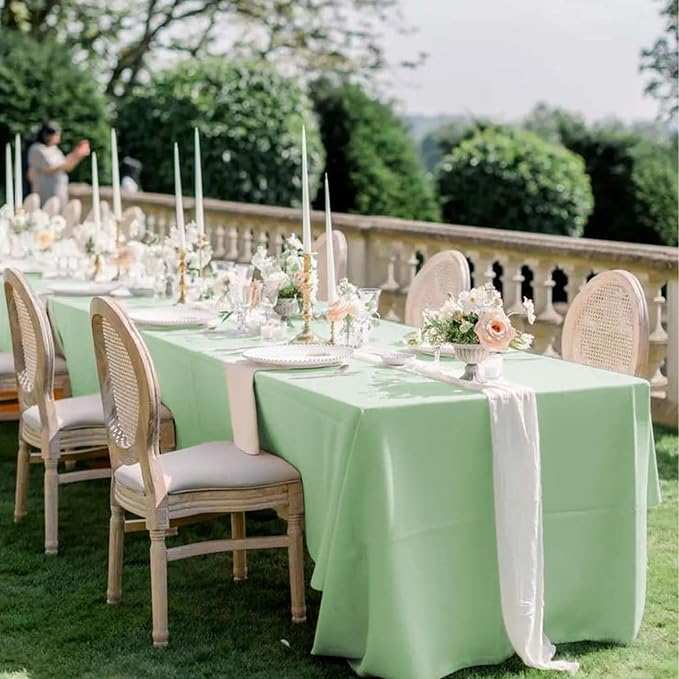 10 Pack 60 x 102 Inch Rectangle Tablecloth, Sage Green Tablecloth for 6 Feet Rectangle Tables, Stain and Wrinkle Resistant Washable Fabric Table Cloth for Wedding Dining Table Buffet Parties Camping