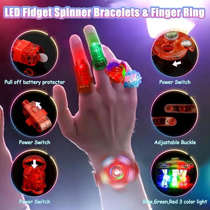 MIBOTE 269Pcs Led Light Up Toys Party Favors Glow in the Dark Party Supplies for Kid/Adults with Light Up Glasses,Headband,Rings,Bracelets,100 Glow Sticks Bulk Party Pack DIY Glow Neon Party Supplies