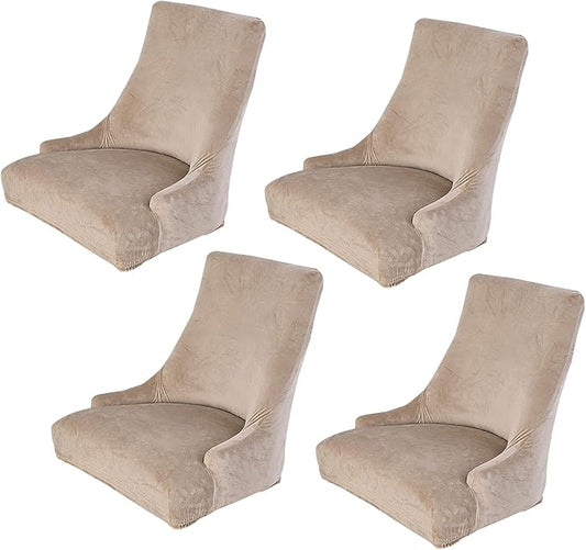 rismart Wingback Dining Chair Cover Stretch Removable Spandex Seat Slipcovers,Sand_a 4 PCS