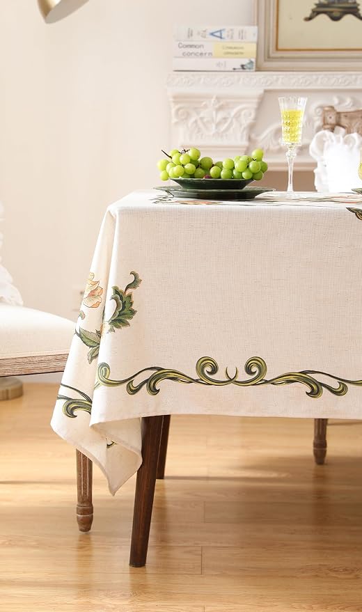 patdrea Vintage French Linen Tablecloth,Rectangular,118"x67"-Santiago C | Beautiful Print Table Cloth for Rectangle Table,Colorful Floral Patterned,for Dining Room Tea Party Thanksgiving