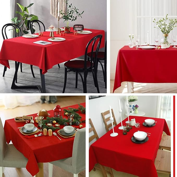 YMHPRIDE 6 Pack Tablecloth 60 x102 inch Polyester Table Cloth for 6 Foot Rectangle Tables,Stain and Wrinkle Resistant Washable Fabric Table Covers Polyester Red Tablecloths for Wedding,Party,Banquet