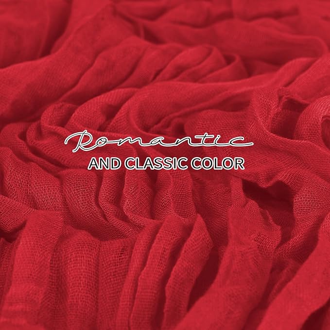 24 Pack Cheesecloth Table Runner 20 x 120 inch Cheese Cloth Table Runner Bulk,Romantic Boho Sheer Gauze Fabric Table Runners for Wedding Reception,Party,Bridal Shower Table Decor(Red)